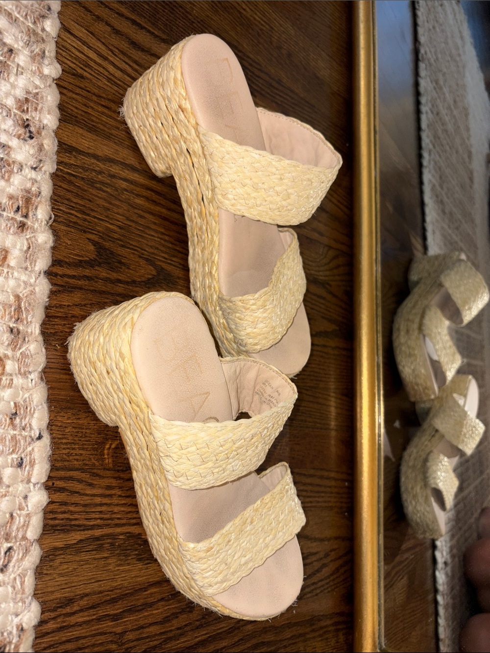 Braided Two-Strap Platform Sandals in Natural Cream - BEACH by Matisse